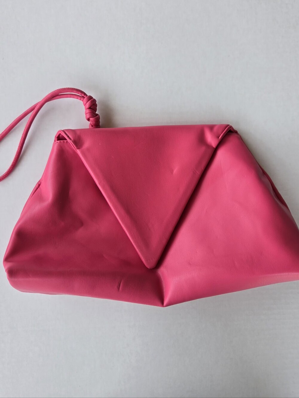 Forever 21 hot pink faux-leather triangle envelope clutch